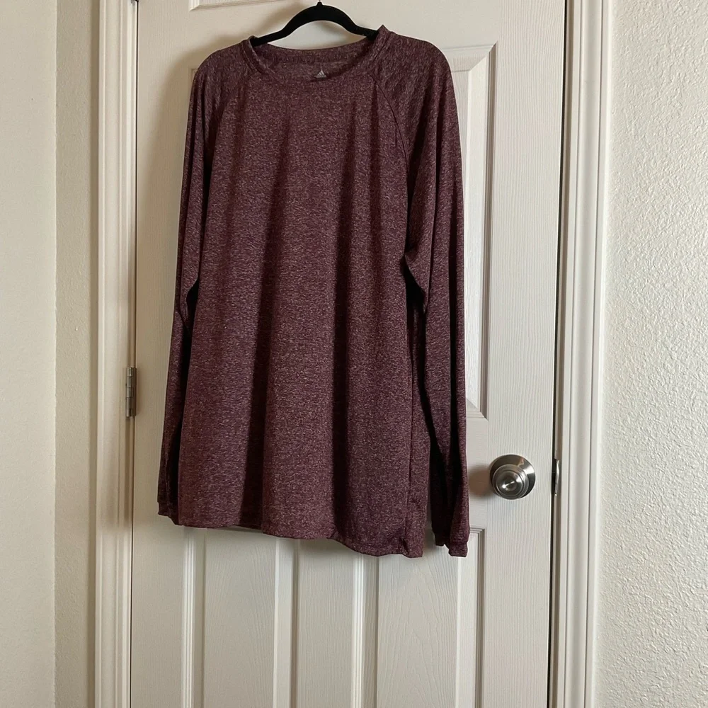 Adidas Heathered Burgundy Long Sleeve Shirt Size X-Large